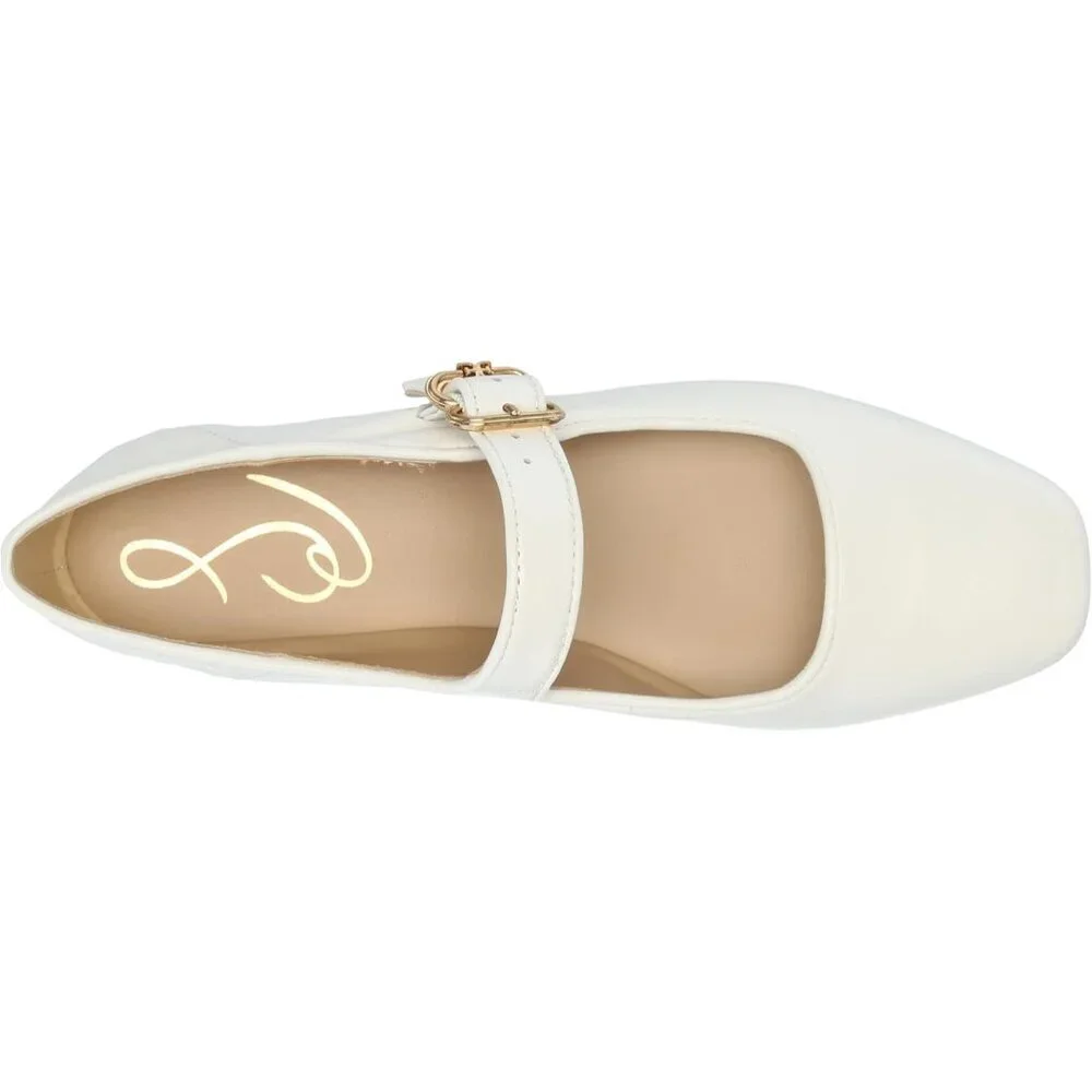 Sam Edelman Womens Bright White Leather  Michaela Mary Jane Ballet Flat Shoes - Picture 5 of 7